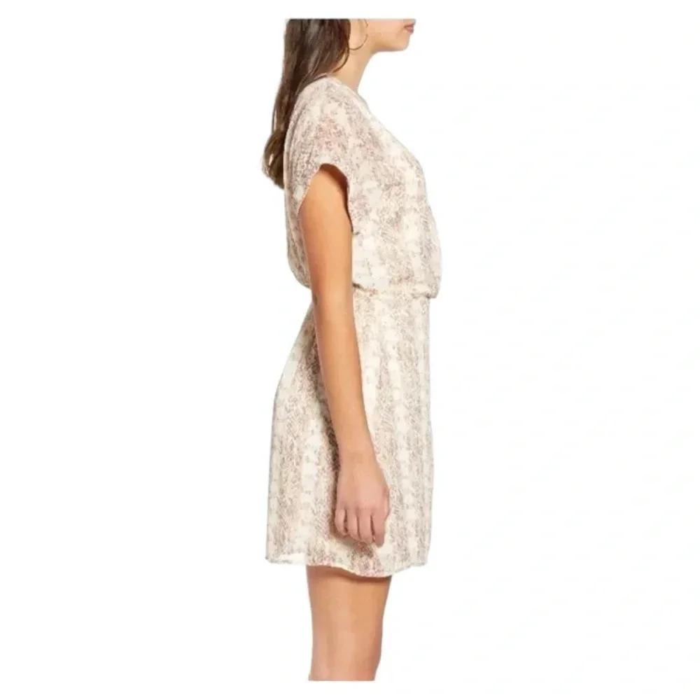 NWT All In Favor blush snakeskin wrap mini dress - Picture 3 of 11